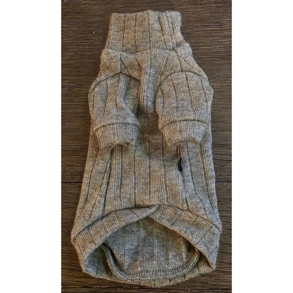 Heathered Dark Green Ribbed Knit Pet Turtleneck Sweater Small Dog Cat XS